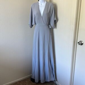 Reformation Light Gray Wrap Maxi Dress with Tie Waist